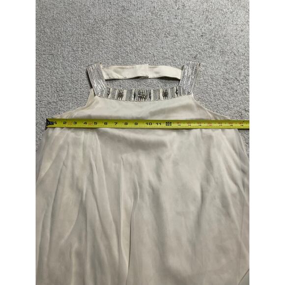 Elie Tahari Tamar Chiffon Silk Layered Blouse Womens Small Beaded Cream MSRP$268 - Picture 2 of 9